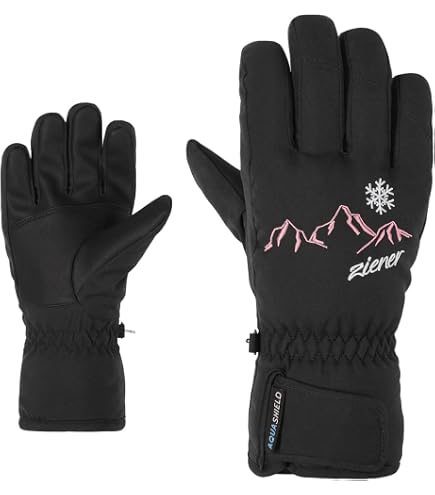 Ziener Liwa Gants De Ski Fille – PrimaLoft Chaud, Aquashield Imperméable, Paume Antidérapante, Look Rayé Tendance, Matériaux Recyclés