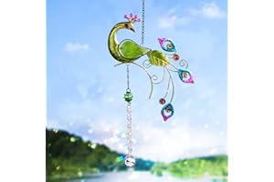 FORMIZON Acchiappa-Sole in Cristallo, Giardino Esterno Campanelli Eolici, Acchiappasole da Appendere a Forma di Pavone, Utilizzato Come Decorazioni Sospese per Case, Uffici e Giardini (Giallo)