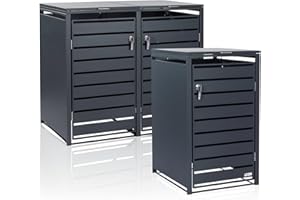 Zelsius Mülltonnenbox 3er für 3 Mülltonnen | 120-240 Liter | Anthrazit RAL 7016 | inkl. Erweiterungsmöglichkeit | Mülltonnenhäusschen, Mülleimerboxen, Aufbewahrungsbox für Mülltonnen