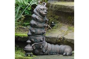 PW TOOLS Statue Jardin Alice au Pays des Merveilles, Chenille Résine Ornement Extérieur Intérieur Cadeaux Occasion Fée Art Déco Finition à la Main