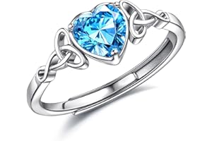 JeweBella Anillos Mujer Plata de Ley 925 Ajustable Anillo Corazon Piedra de Nacimiento Anillos de Compromiso Anillos Promesa Anillo de Bodas Alianzas Boda Regalo Aniversario Mujer con Caja de Regalo