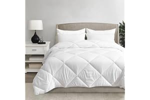 Homebliss Piumone Una Piazza e Mezza Invernale 200 x 200 cm - Piumino 350GSM 4 Stagions - Coperta Trapunta Leggero Confortevole Traspirante in Microfiber - Bianco