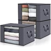 edihome, Clothes Storage Boxes, Clothes Storage Bags, Closet Organizer, with Reinforced Handles, Organizer Boxes, Sturdy Fabr