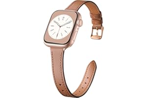 CeMiKa Bracelets Cuir Etroit Compatible avec Bracelet Apple Watch 38mm 40mm 41mm, Bracelet Remplacement Cuir Véritable pour Apple Watch SE3 SE/iWatch Series 11 10 9 8 7 6 5 4 3, Femmes Hommes, Marron