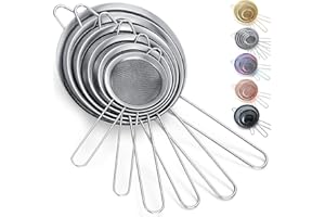 Kyraton Set da 6 colino a maglia fine, setaccio per farina da forno, colino in acciaio inossidabile, colino per tè matcha, separatore per sugo, colino per pasta stasher