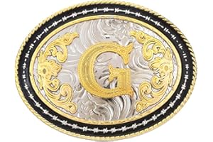 STARBRILLIANT Fibbia Per Cintura Western Da Uomo Grande Fibbia Per Cintura Da Cowboy Fibbia Per Cintura Con Iniziale Cowboy Rodeo Oro Con Lettere A Alla Z