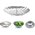 Smooce Stainless Steel Folding Steamer,Adjustable Instant Pot Vegetable Steamer Basket for Veggie Fish Eggs Seafood Cooking, Multifunctional Pressure Cooker Accessories