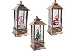 AUIRSHIKY 3 decorazioni natalizie per interni, lanterna LED Bianca calda, Babbo Natale, Albero di Natale, pupazzi di Neve, lanterna natalizia Luminosa