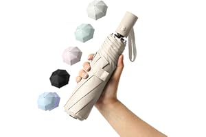 BAODINI Mały parasol podróżny chroniący przed promieniowaniem UV, kompaktowy, na deszcz i słońce, UPF 50+, wiatroszczelny, przenośny, 106 cm, dla kobiet i mężczyzn