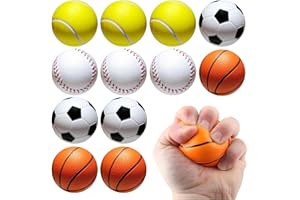Xiuyer Balles de Tennis en Mousse, 12pcs Balles de Sport en Mousse Mini Football Basketball Baseball éponge Balle de Tennis Balles Hi-Bounce Balle pour Adultes Enfants