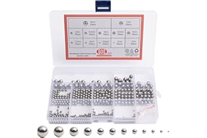 AMZSKU Lot de 600 billes en acier inoxydable - Pour vélo, VTT - Pièces de rechange de précision - 1/2/2,5/3/3,5/4/4,5/5/5,5/6/7/8 mm