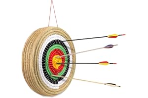 COOLCHANGE Cible en paille 50 cm pour le sport à l'arc | Cible de paille traditionnelle avec 5 anneaux | Différentes épaisseurs