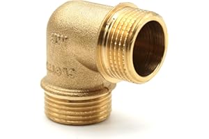 DOJA Barcelona | Codo Laton | Codo Doble Macho de 90° | Tamaño 1/2’’ | Conector en Laton | Rosca Doble Macho para Accesorios Compresor Aire, Repuestos Compresores, Uniones para Tubos Redondos