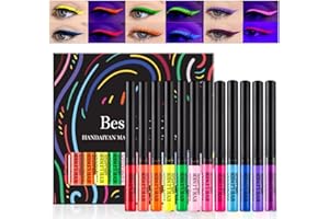 HOPHAT 12 Colors Matte Liquid Eyeliner Set UV Glow Neon Rainbow Colorful Eyeliner Pencil Waterproof Long Lasting Smudge-proof Eye Liners Makeup Set Gift For Women (Set C)