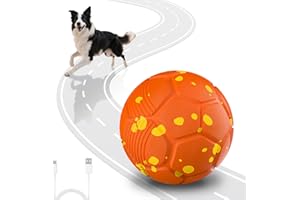 Songsier Balles pour Chiens Interactif Intelligente Electrique 3 Modes de Jeu Étanche et Rechargeable pour Chiens de Taille Moyenne et Grande pour Chien est en Caoutchouc Naturel (Orange)