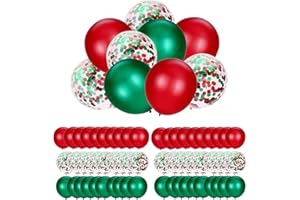 YISSCEN Yissen Palloncini di Natale di Coriandoli Compleanno Decorazioni Rossi Verdi Palloncini in Lattice Natalizio Decorazioni per Feste Forniture 80 Pezzo