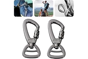 YVIFEVG Karabinerhaken mit Drehgelenk Karabiner Hundeleine Schlüssel Edelstahl Klein Doppelkarabiner Scherenkarabiner Bolzenkarabiner Schwere, 2 Stück Schwarz