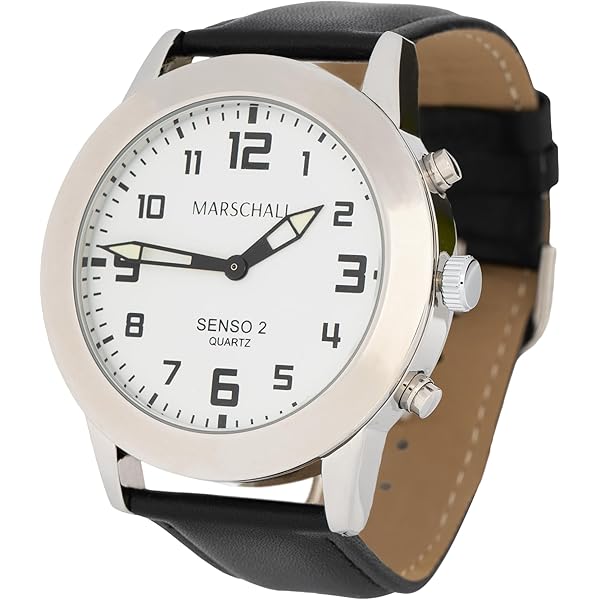 Hearkent Funkuhr Sprechende Armbanduhr Für Sehbehinderte TalkJoy  Lederarmband Damen Sprechende Armbanduhr Silber Uhr