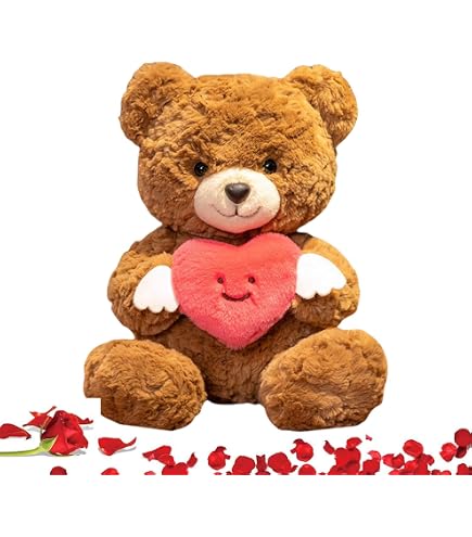 Ours en peluche blanc tenant un cœur rouge avec inscription