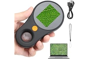 HENGBIRD Microscopio portatile 200X per adulti/bambini, mini microscopio tascabile con schermo IPS da 2,0'' con 8 LED regolabili, microscopio digitale ricaricabile, vista PC compatibile con Windows - Nero