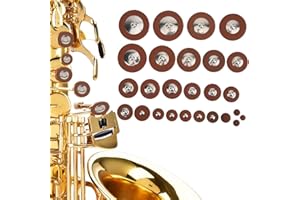 LECXIN Kit de tampons de saxophone ténor délicat professionnel 26 pièces, tampons en cuir de saxo en peau d'agneau, remplacement de pièce ancienne pour saxophone ténor