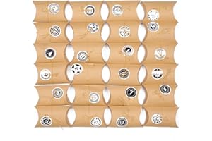 EKKONG Adventskalender zum Befüllen, 24 Adventskalender Kraftpapier Tüten mit 24 Zahlenaufklebern für Weihnachten zum Basteln und Verzieren, Weihnachts-Geschenktüte zum DIY