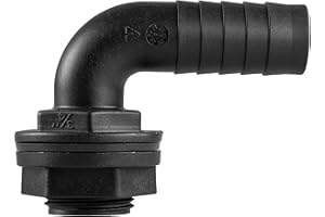 EOTRADER 90 Degree Water Tank Overflow Vent, Water Butt Barbed Elbow Outlet with Nut & Washer 1/2" – 2” BSP Hose Sizes, Garden Rain Capture Tank Linking Connector (3/4" BSP - 3/4" Barb)