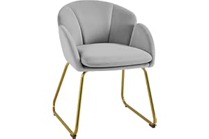 Yaheetech Poltroncina Camera da Letto Salotto Poltrona Soggiorno Imbottita Alta Moderna Ergonomica in Velluto con Schienale Circolare Braccioli Gambe in Metallo Portata 136 kg Grigio