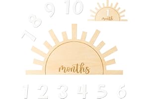 R HORSE Baby Monthly Milestone Cards Reversible Boho Sonne hölzerne monatlichen Meilenstein Scheiben mit austauschbaren Karten Baby Monate Zeichen Ankündigung Baby Dusche Weihnachten Geschenke