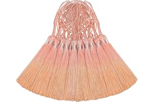 AOKBEAN 50PCS Mini Silk Tassel for Craft DIY Bookmark Cute Jewellery Making Resin Beaded, Girl Earring, Keyring, Graduation, Small Key, Long Ribbon Fabric Sewing, Curtain Trim Door Home Decor (Orange)