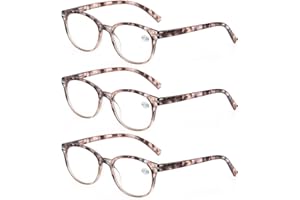 MODFANS Lot de 3 Lunettes de Lecture Femmes,Lunettes de Vue Branches a Ressort,Leger Comfort Vision Nette,Lunettes Loupe Ronde Style Fashion