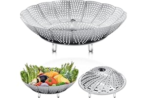 Royouzi Cestello Cottura A Vapore Acciai Inossidabili Cestello Pentola A Pressione Cucina Cestino A Vapore Pieghevole della Maglia, Diametro 27 Cm, Adatto A Tutti I Metodi di Cottura
