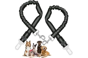 Mauepersu Hunde Sicherheitsgurt 2 Stück, Anschnallgurt Hund Auto mit reflektierendem elastischem Nylon-Bungee, Hunde sicherheitsgurt für alle Hunderassen und Auto Sitze Trunk