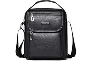 A-QMZL Bolso Hombre Bolso Bandolera Hombre Bolsos de Piel mano Bolso Bandoleras Impermeable Retro Negocios Casual Mensajero Cuero Mariconeras Hombres Man Bag (negro)