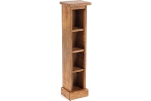 ‎DESIGN DELIGHTS DESIGN DELIGHTS RUSTIKALES Holz CD Regal CD Tower | Mahagoni Massivholz, 76x15,5x16cm (HxBxT) | Holzregal mit 4 Fächern, CD Aufbewahrung | Farbe: 08 honigfarben gewachst
