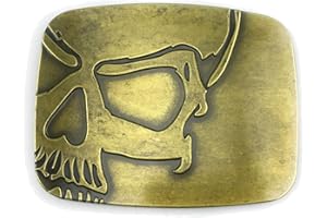 CUSTOMprivé Boucle ceinture homme biker motard triker Skull crâne tête de mort avec étui cadeau velours. Finition vintage laiton. Livrée avec pochette cadeau velours