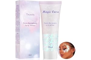 Tiepetly Body Glitter Gel 50ml, Dickes, Langanhaltendes Glitzer Gel Gesicht, Körper, Haare, Perfekt für Festival Glitzer schminke, Bestes Festiva Accessoire für Frauen