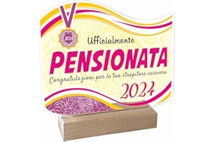 STAMPATEK Regalo Pensione Donna, Targa Pensionata 2024 Premio Pensionata Dell'anno, Ricordo Trofeo Riconoscimento Alla Carriera Regali Per Pensione, Targa Commemorativa Congratulazioni Pensionamento