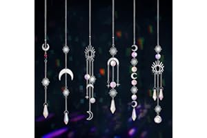 Sahoottie 6pcs Crystal Sun Catchers Set Silver Sun Catchers for Window Sunlight Catchers Hanging Crystals Bedroom Garden Outdoor Decor