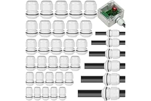 Realure 70 Pezzi Passacavo Impermeabile IP68, Bianco Connettori Pressacavi PG7 PG9 PG11 PG13.5 PG16 PG19 con Cavo Flessibile Regolabile, Nylon Pressacavi Elettrici con Guarnizioni Controdado