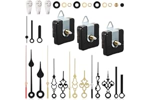 OUTUS 3 Horloge à Quartz sans Coutil Mécanisme de Mouvement avec 6 Kits de Aiguilles Courts Moteur d'Horloge à Piles Kit d'Outils d'Amélioration Bricolage, 0,7 Pouces Longueur Totale de l'arbre