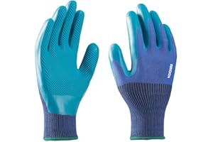 3KAMIDO Rękawice robocze Green Touch z certyfikatem OEKO-TEX, rękawice ogrodowe, ekologiczne, bezpieczne dla dłoni, antypoślizgowe, idealne do ogrodu, prac domowych, wodoochronne, bardzo mocne (1 Para, 8 "M")