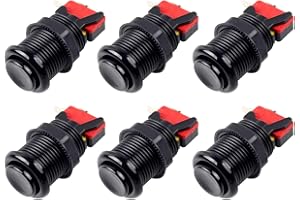 EG STARTS 6X Americano Estilo Estándar Botones Arcade Switches conmutables Tipo Happ de 30mm Terminales de 187 "(4.8 mm) Jamma Mame Kit (Negro)