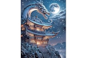 DCIDBEI Square Diamond Painting Dragon Chinois 40x50 cm 3D Ai Tableau Diamant Dragon Broderie Diamant Dragon Diamond Painting Carré Diamant Peinture par Numero Adulte Paysage Point de Croix Animaux
