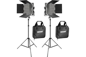 NEEWER 660 LED Videolicht Panel 2 Set mit Stativ: (2) Bi Farbe CRI96+ LED Videoleuchte Fotolicht mit Barndoor, (2) 75" Lichtstativ für Fotografie Licht Video Studio Dauerlicht Filmlicht (Schwarz)