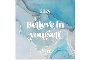 Grupo Erik: Calendario con frasi 2024 da Muro Glitter, 12 mesi + 4 in omaggio, 30x30cm FSC®, da parete, ufficio, per ragazze