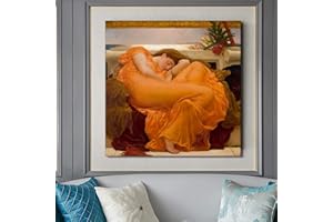 GUYING ART Famoso Dipinto Flaming June di Frederic Leighton Pittura Decorativa Poster Canvas Wall Art Pictures for Room Decor 50x50cm Senza Cornice