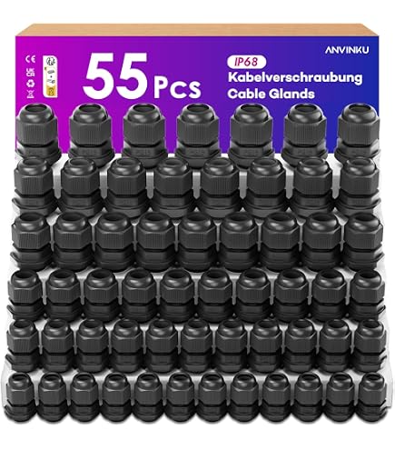 Kalitec PG16 Cable Gland Pack Of 10 - IP68 Waterproof Plastic Grommets, 7-14mm Clamping Range With Locknuts