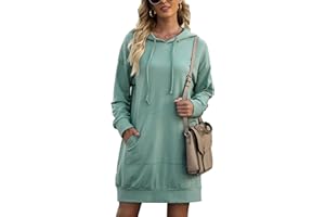 Migcaput Robe Sweat Femme Sweat Long à Capuche Hiver Sweat à Capuche Long Robe Pull avec Poche Robes Casual Robe Sweat