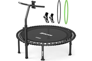 BCAN BT4 122 cm Soft Land Pro vuxen bungee studsmatta, 227 kg (500 pund) kapacitet, justerbara spänningsbungee/handtag, ram i en del (16 Gauge), telefonhållare och 2 par strumpor
